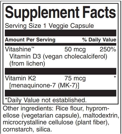 Vitamines D3 et K2 60 capsules