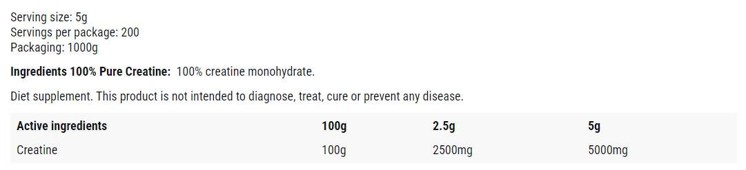 Poudre de monohydrate de créatine - 1000 grammes