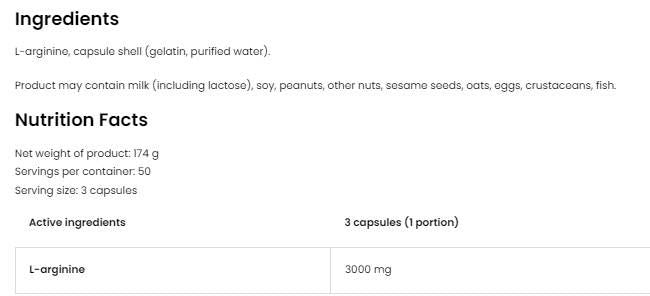 Caps d'arginine 3000/l-arginine - 150 capsules