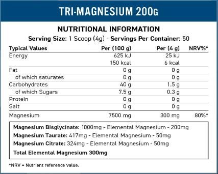 Poudre de tri-magnésium | Bisglycinate, taurate & citrate - 200 grammes