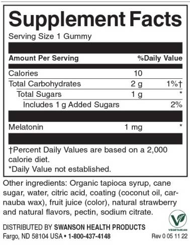Gummies à faible dose de mélatonine 1 mg | Fraise - 60 comprimés à croquer