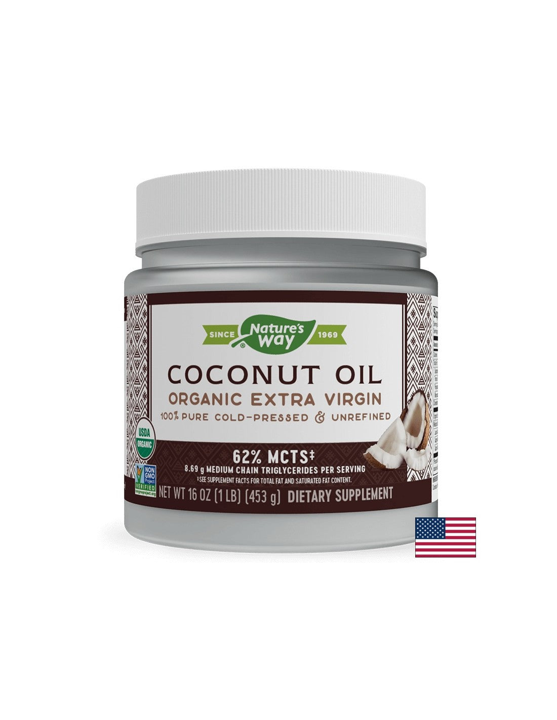 Huile de noix de coco crue bio - 454 grammes