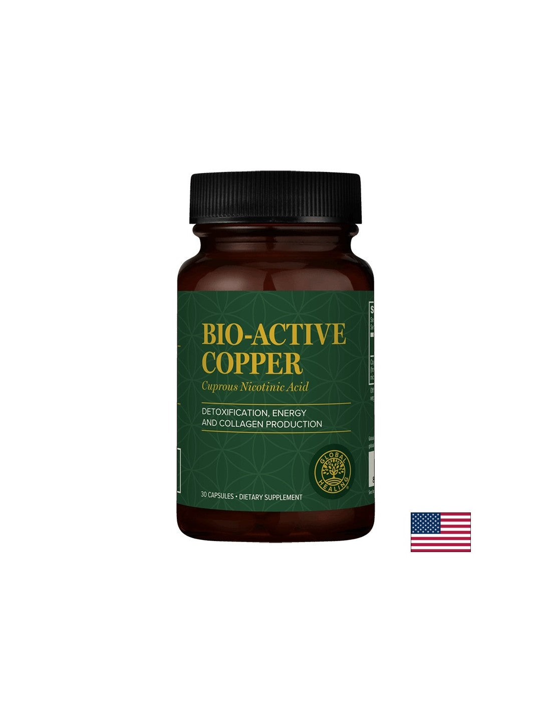 Énergie, tonalité et anti-vieillissement des cheveux pour les cheveux et la peau - cuivre (acide cuivre-niccotinique) - Bio-active-Copper, 30 capsules Gérothérapeutes mondiales