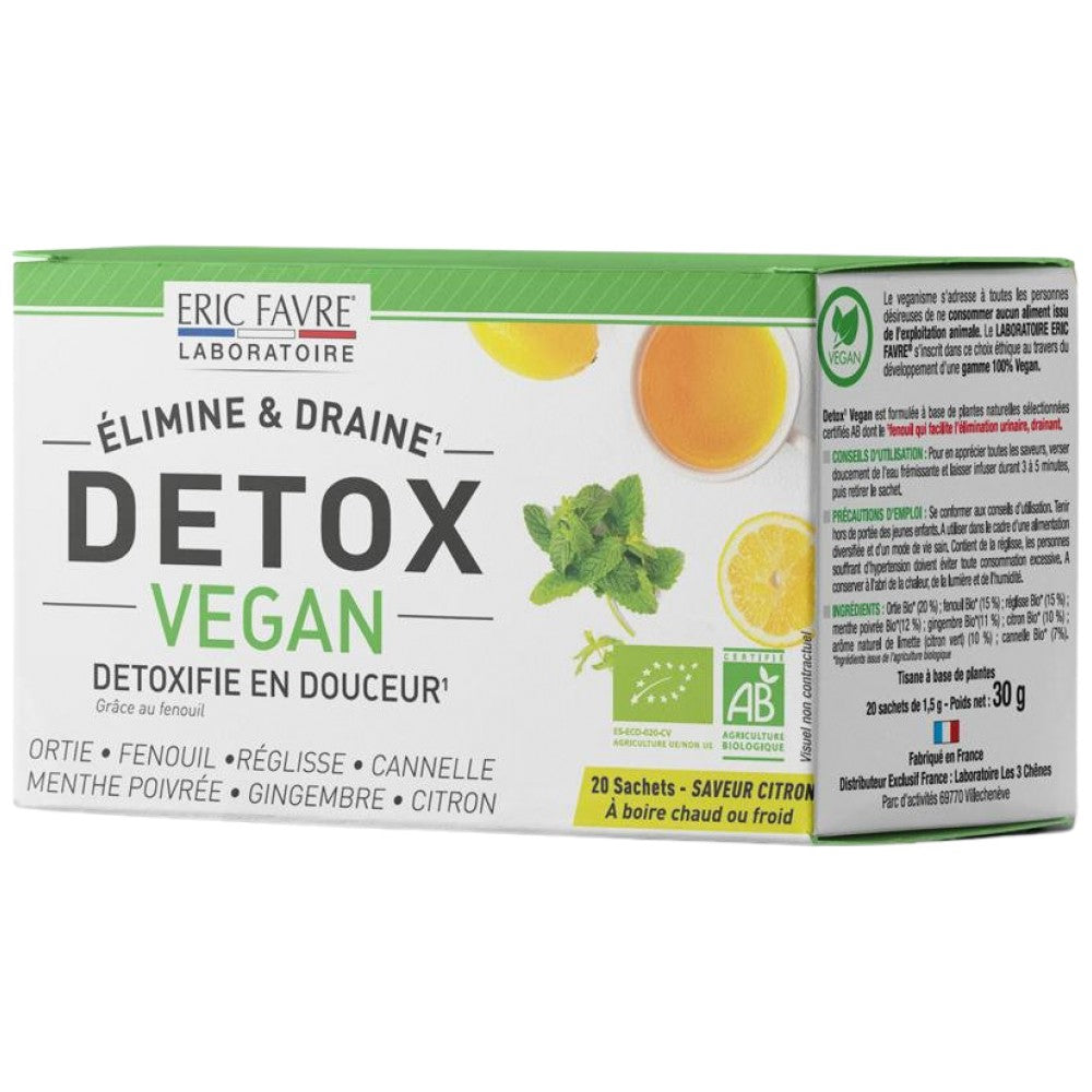 Détox végétalien | Thé détoxifiant à base de plantes - 20 sachets