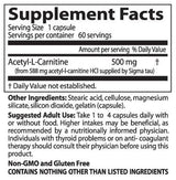 Meilleure acétyl-l-carnitine 500 mg - 60 capsules