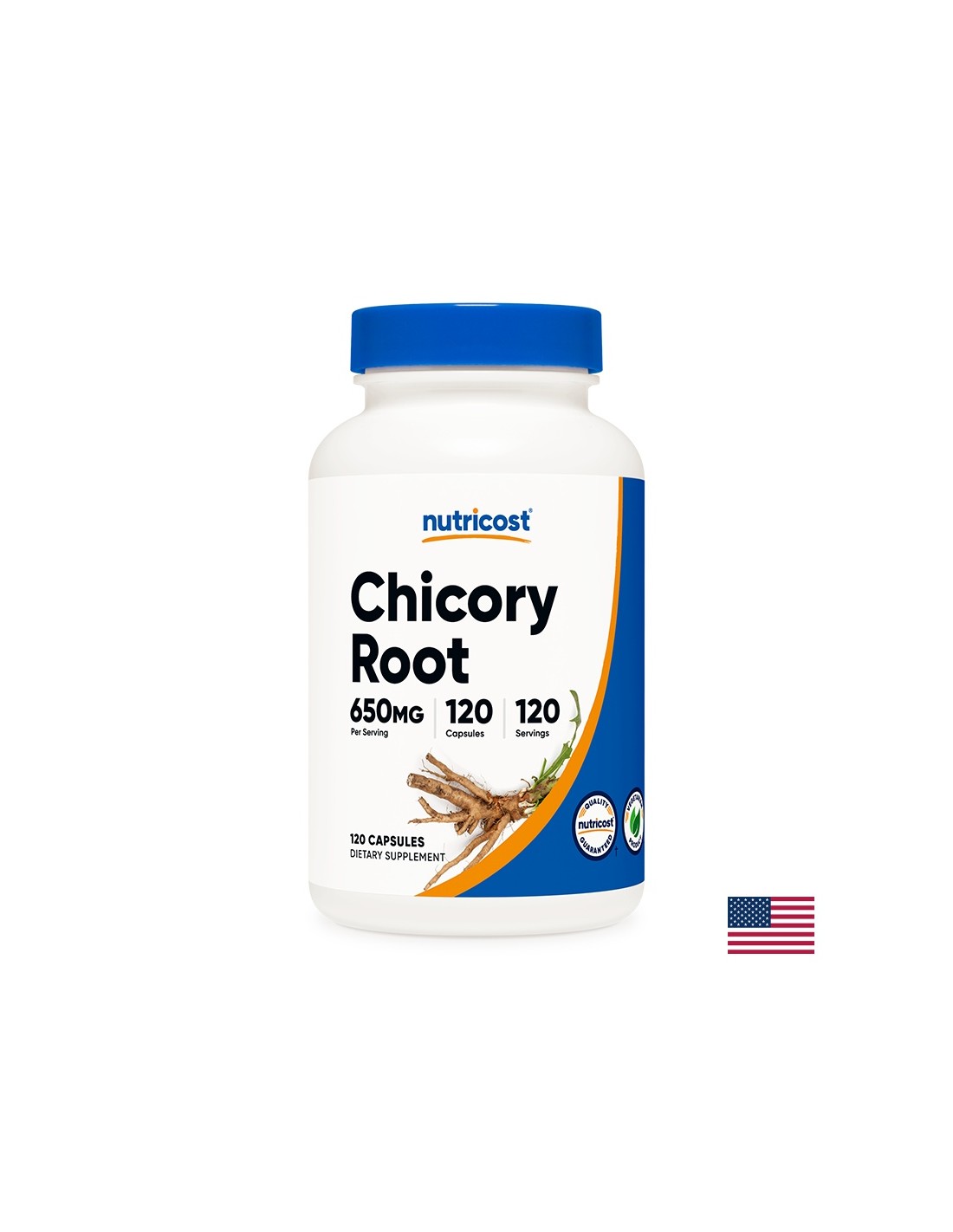 Racine de chicorée - Pour le diabète et l'indigestion, 650 mg, 120 capsules <tc>Nutricost</tc>