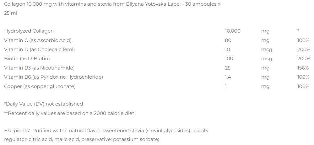 Collagène 10 000 mg + vitamines et stévia - 30 x 25 ml
