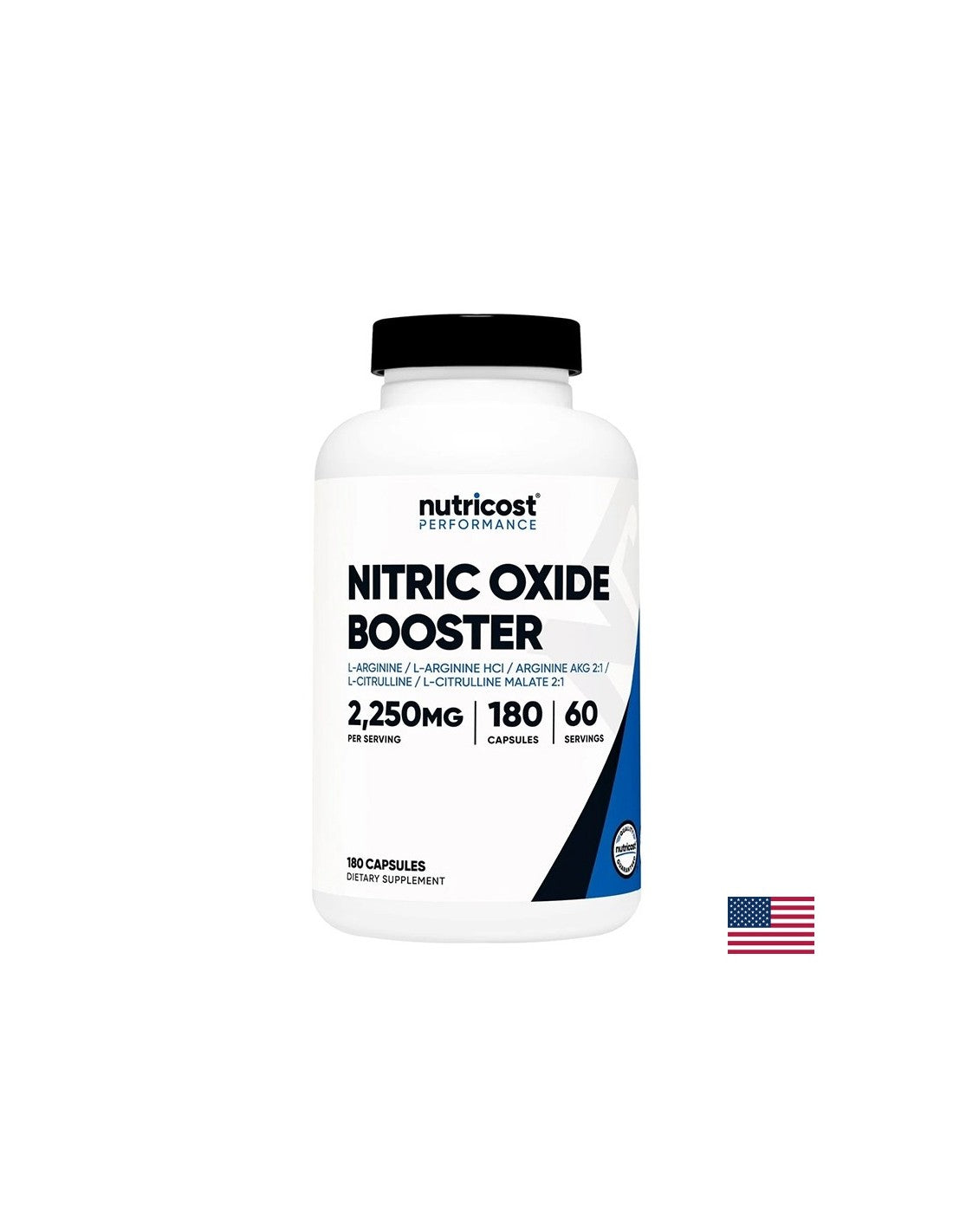 Énergie et endurance - booster d'oxyde nitrique, 750 mg x 180 capsules
