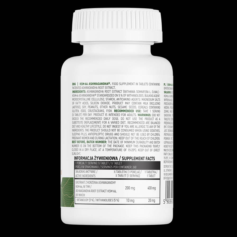 KSM-66 Ashwagandha 400 mg 120 comprimés