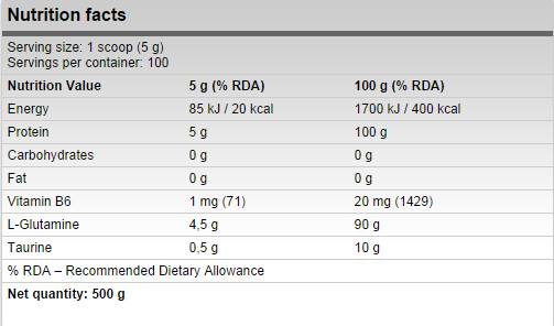Xtreme glutamine - 500 grammes
