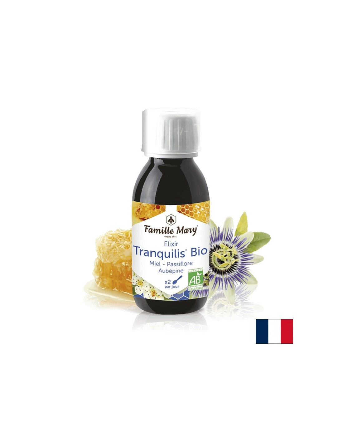 Elixir Tranquilis Bio Miel passiflore aubépine/sirop bio avec miel d'abe