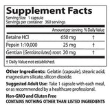 Meilleure bétaïne HCl 650 mg/avec pepsine & gentian amers - 360 capsules
