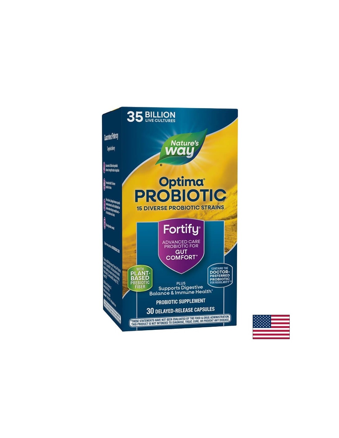 Fortify ™ Optima® Daily Probiotic + Prebiotic - Fortify Optima Probiotic, 35 milliards de probiotiques actifs, 30 capsules Nature's Way