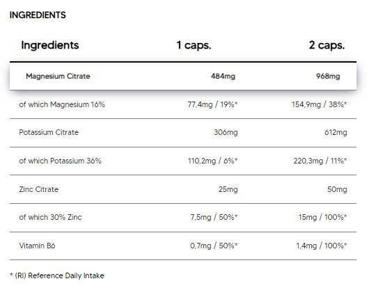 Tri Citrate | Magnésium + potassium + zinc - 60 capsules