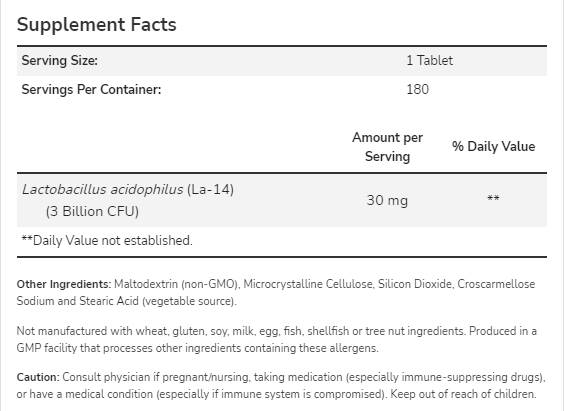 Acidophilus trois milliards - 180 comprimés