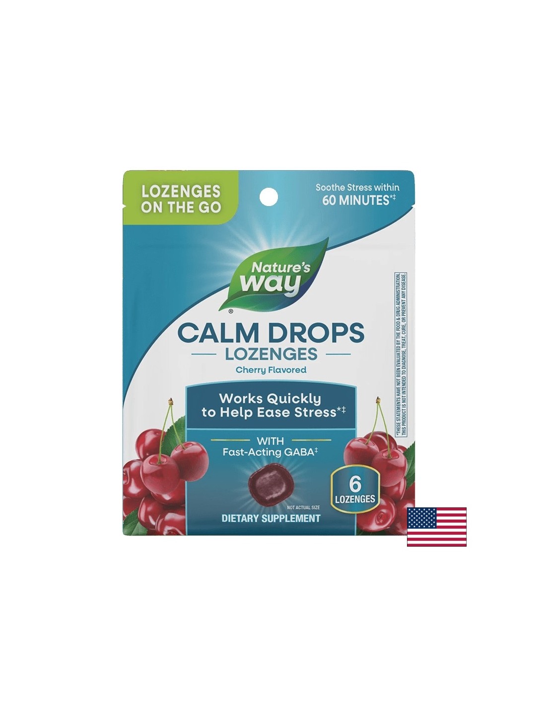 GABA (acide gamma-aminobutyrique) - Calme et effet anti-stress doux, 100 mg x 6 pastilles, saveur de cerise