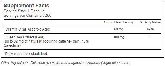 Extrait de thé vert 400 mg - 250 capsules
