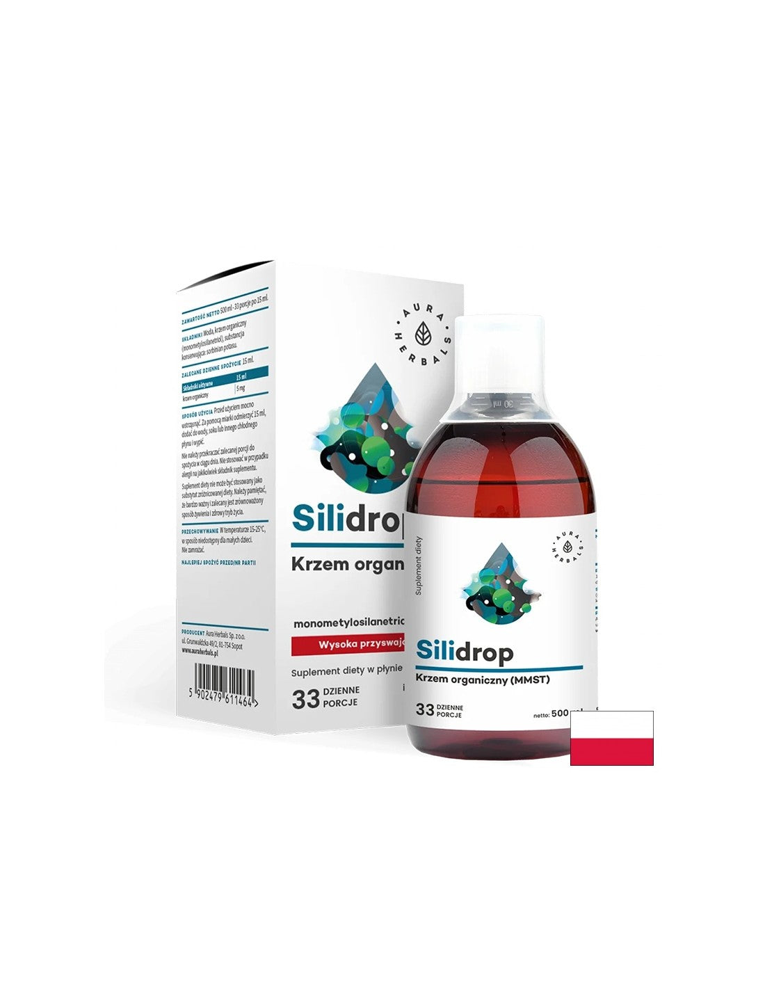 Soins des cheveux, de la peau et des ongles - Silicium organique - Silidrop, 5 mg x 500 ml <tc>Aura Herbals</tc>