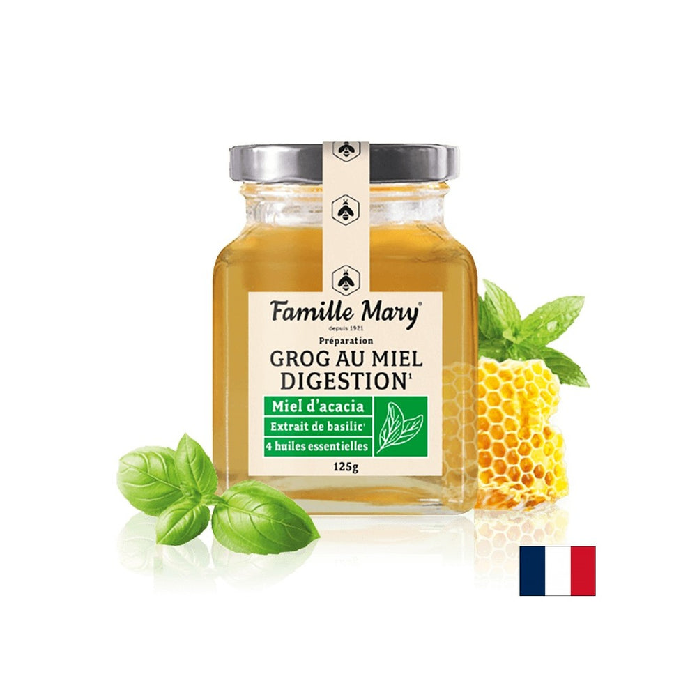 Grog pour une bonne digestion (avec du miel Acacia, 4 types d'huiles essentielles et de basilic), 125 g