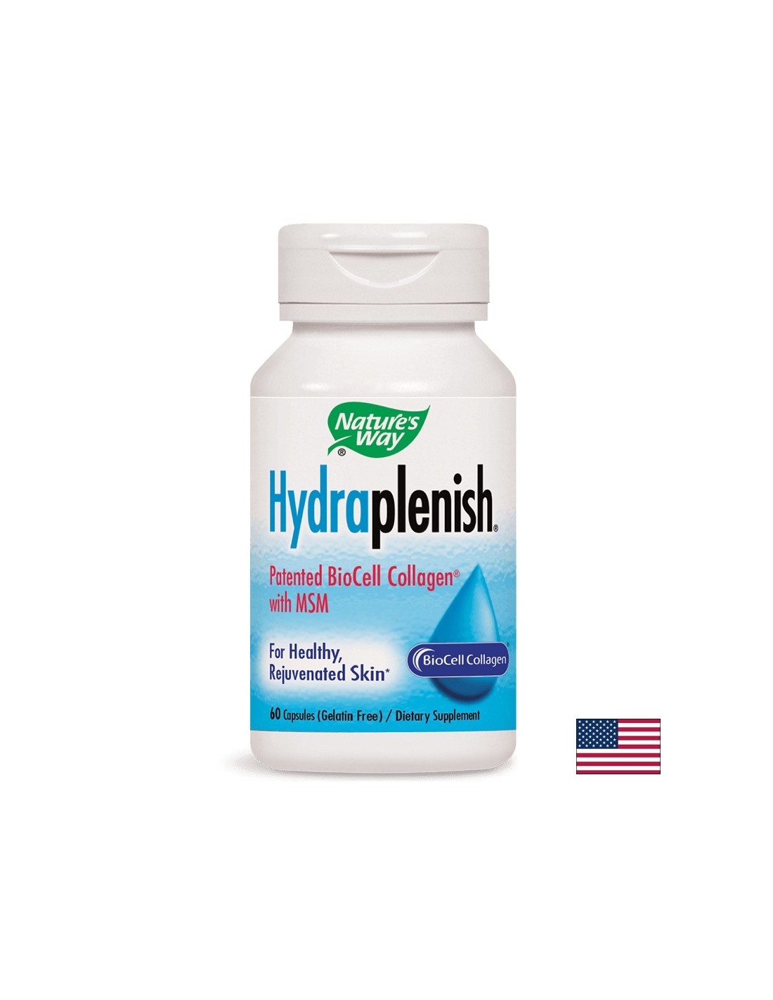 Collagène avec acide hyaluronique et MSM Hydraplenish® - belle peau et articulations saines, 750 mg, 60 capsules de la nature