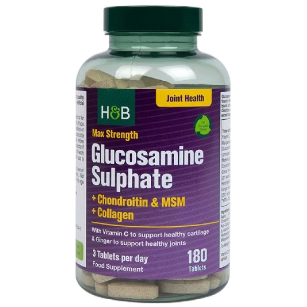 Force maximale Sulfate de glucosamine | Plus la chondroïtine, le MSM et le collagène - 180 comprimés