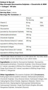 Force maximale Sulfate de glucosamine | Plus la chondroïtine, le MSM et le collagène - 180 comprimés