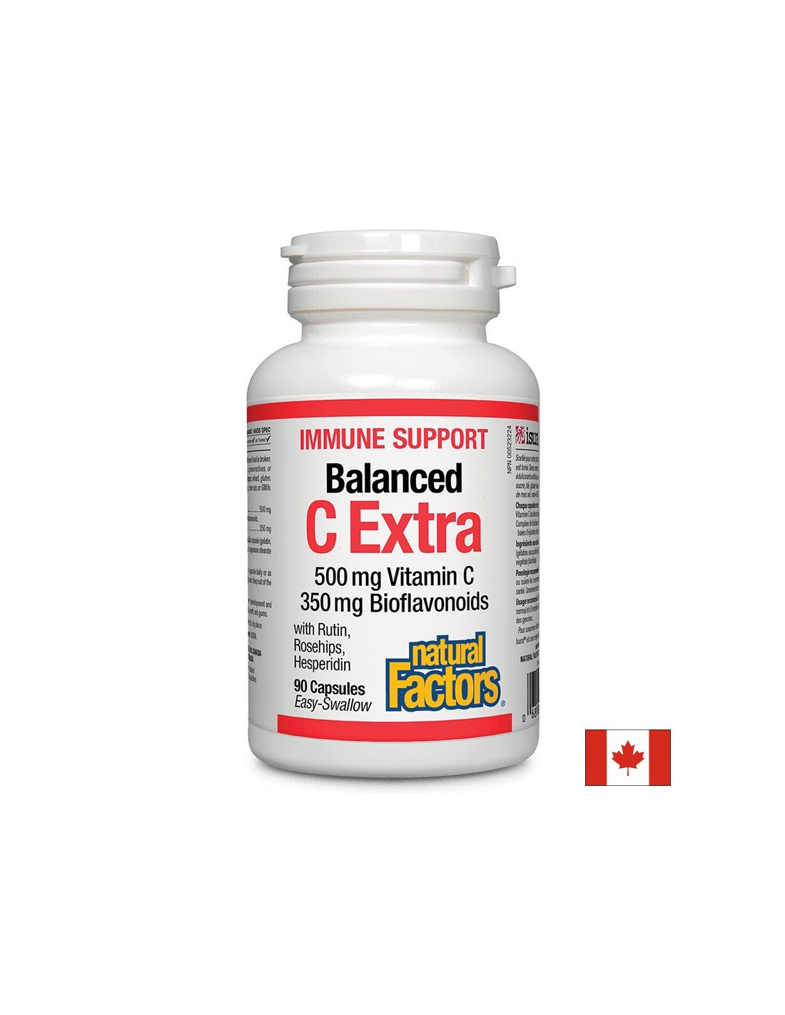 Support immunitaire équilibré C Extra 500 mg | Avec des bioflavonoïdes 350 mg - 90 capsules