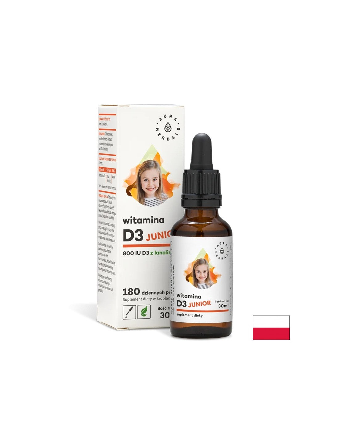 Système immunitaire et osseux - Vitamine D3 (800 UI) - pour enfants et adultes, gouttes de 30 ml <tc>Aura Herbals</tc>