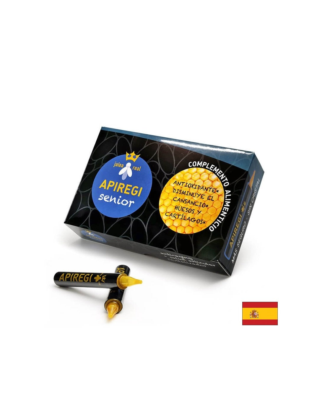 Gelée royale Apiregi Senior/Vitamines pour adultes/Vitalité et immunité renforcée, 20 unités. Arte<tc>san</tc>ampoules à boire