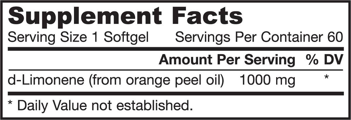 d-limonène 1000 mg 60 capsules de gel