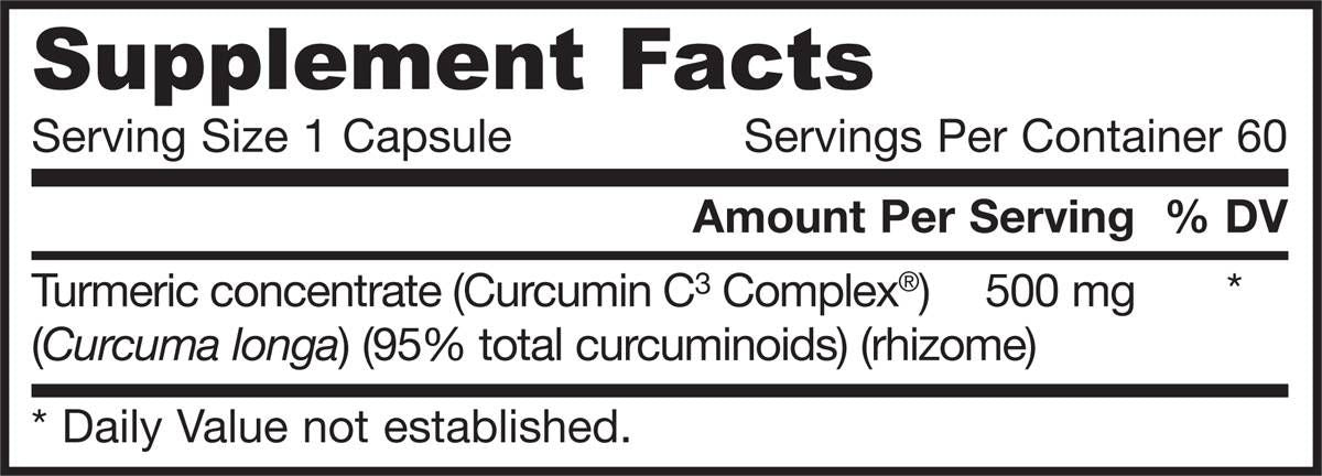 Curcumine 95 500 mg | 95% d'extrait de curcuma curcuminoïdes - 60 capsules