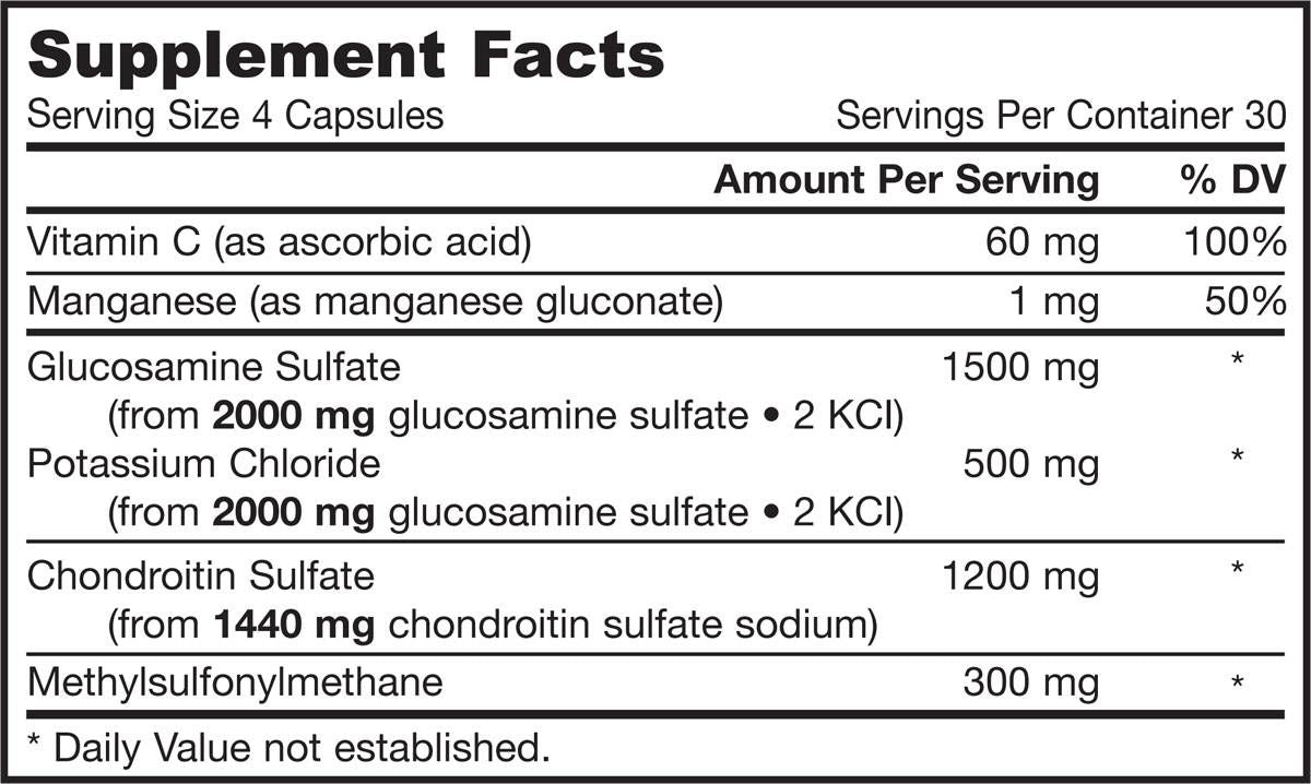 Glucosamine, chondroïtine, MSM - 120 capsules