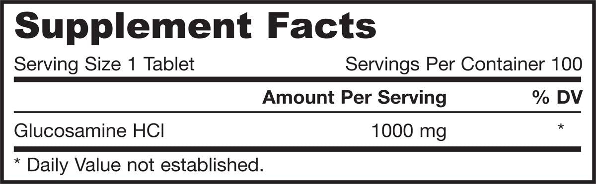 Glucosamine HCl Mega 1000 mg 100 comprimés