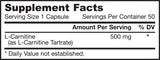 L-carnitine 500 mg - 100 capsules