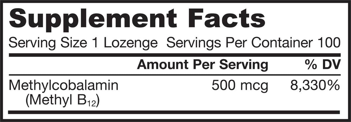 Méthyl B-12 5000 mcg - 60 comprimés sublinguaux
