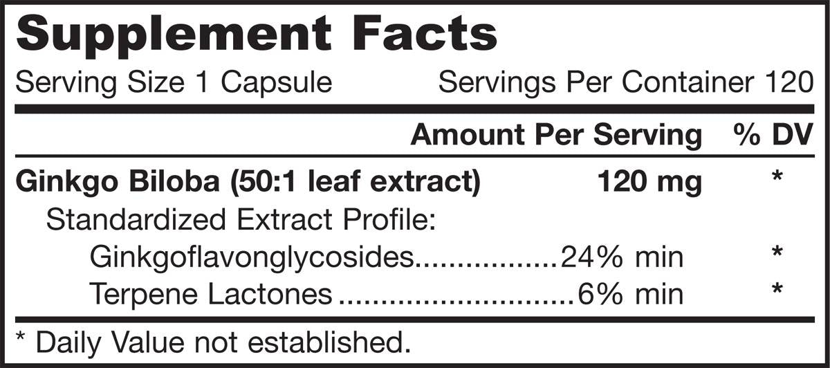 Ginkgo Biloba 120 mg 120 capsules