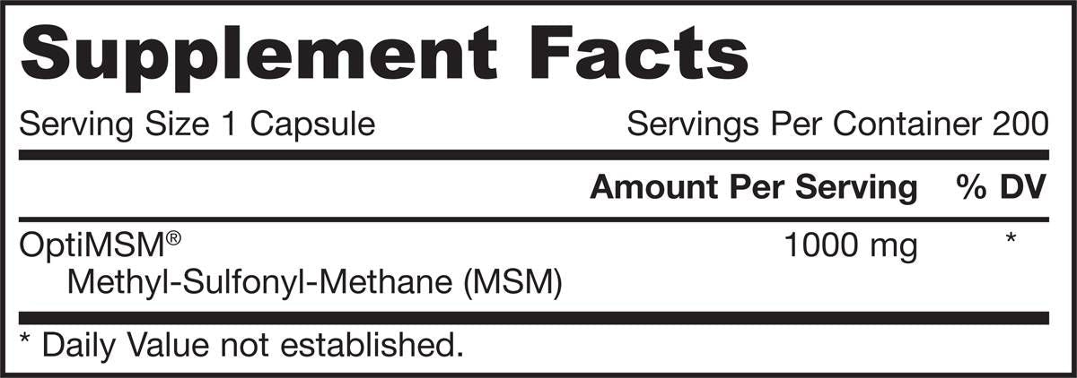 MSM Sulfure 1000 mg - 200 capsules