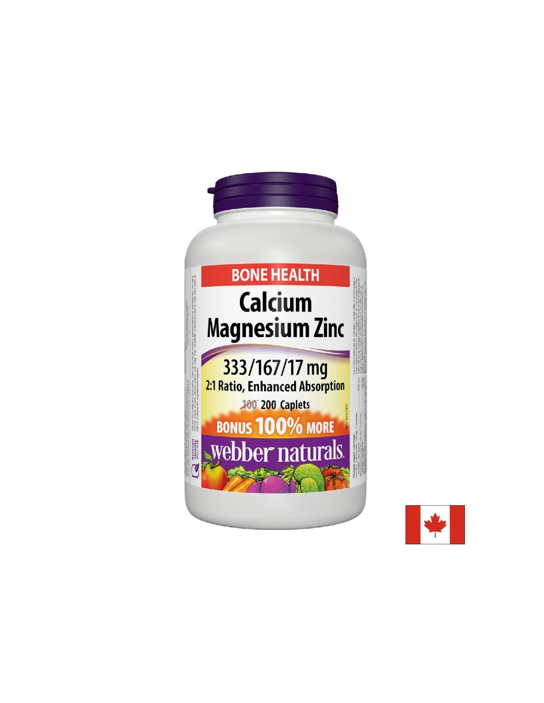 Calcium, magnésium, zinc/calcium, magnésium et zinc x 200 caplets