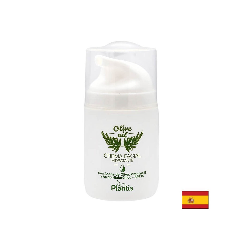 Crème pour le visage hydratant avec huile d'olive, vitamine E et acide hyaluronique SPF15, 50 ml