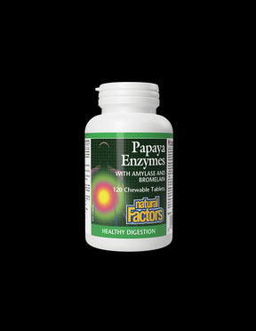 Digestion - Papaya Enzymes with Amylase and Bromelain, 120 Chewable Tablets Natural Factors - Nutra Best Europe