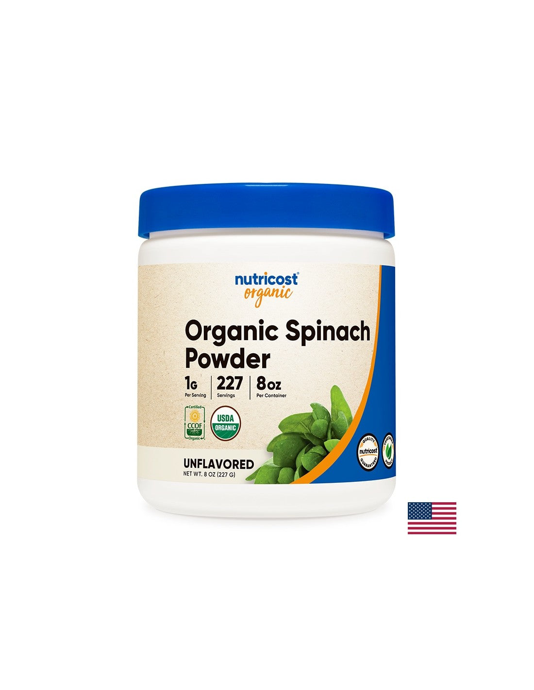 Poudre d'épinards bio - Tonus, vitalité et immunité renforcée, 227 g (poudre) <tc>Nutricost</tc>