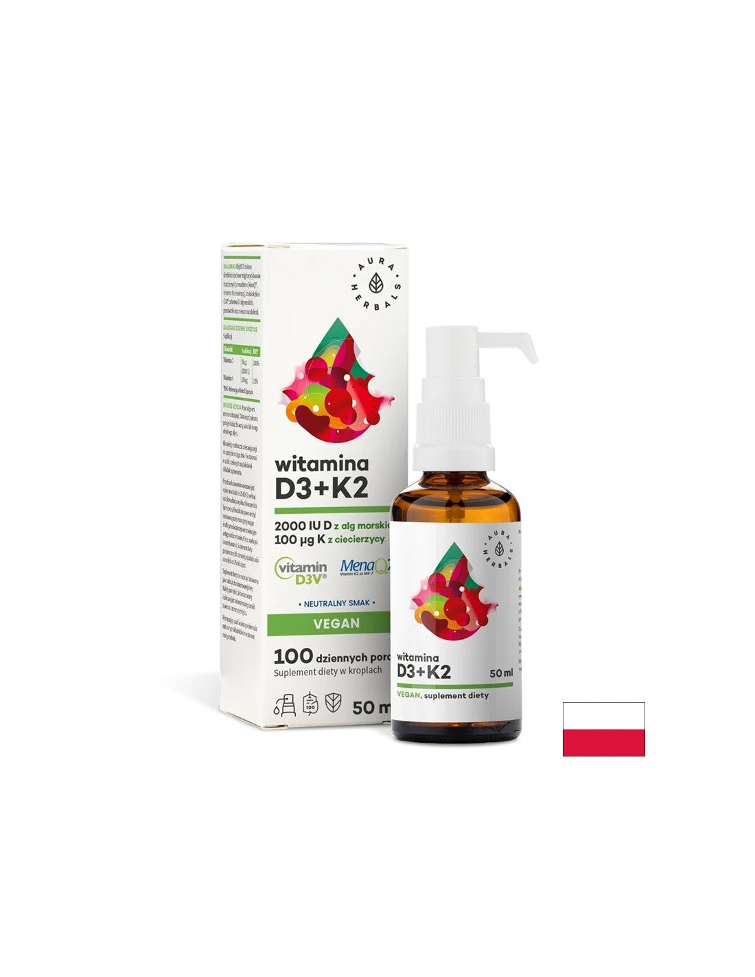 Os et articulations - vitamine D3 + K2 (formule végétalienne), 50 ml de gouttes