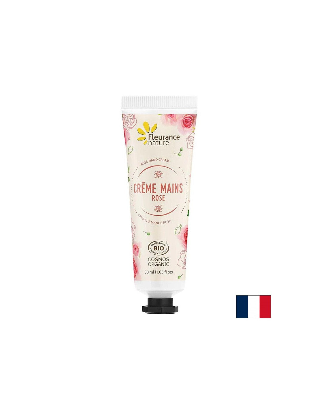 Crème à la main avec eau florale damascena rose, beurre de karité et aloe vera, 30 ml de nature floute