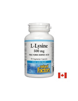 Herpès simplex, ostéoporose et santé cardiaque – L-lysine 500 mg, 90 gélules <tc>Natural Factors</tc>