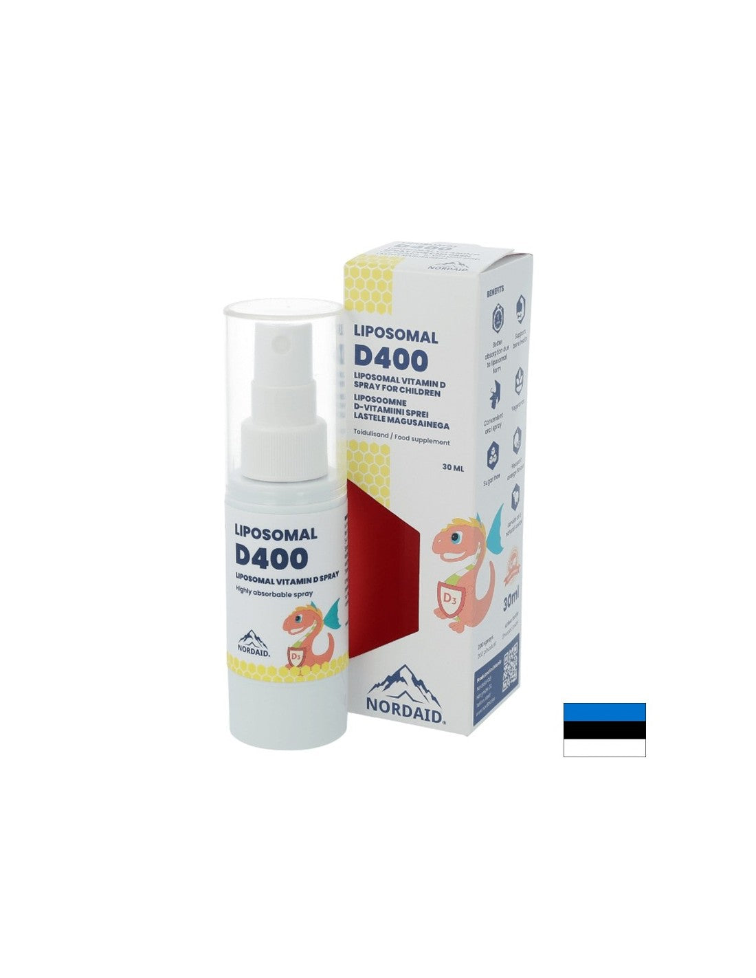 Vitamine D3 400 UI liposomale avec absorption élevée - Immunité forte et os et dents sains chez les enfants, pulvérisation buccale 30 ml, 200 doses