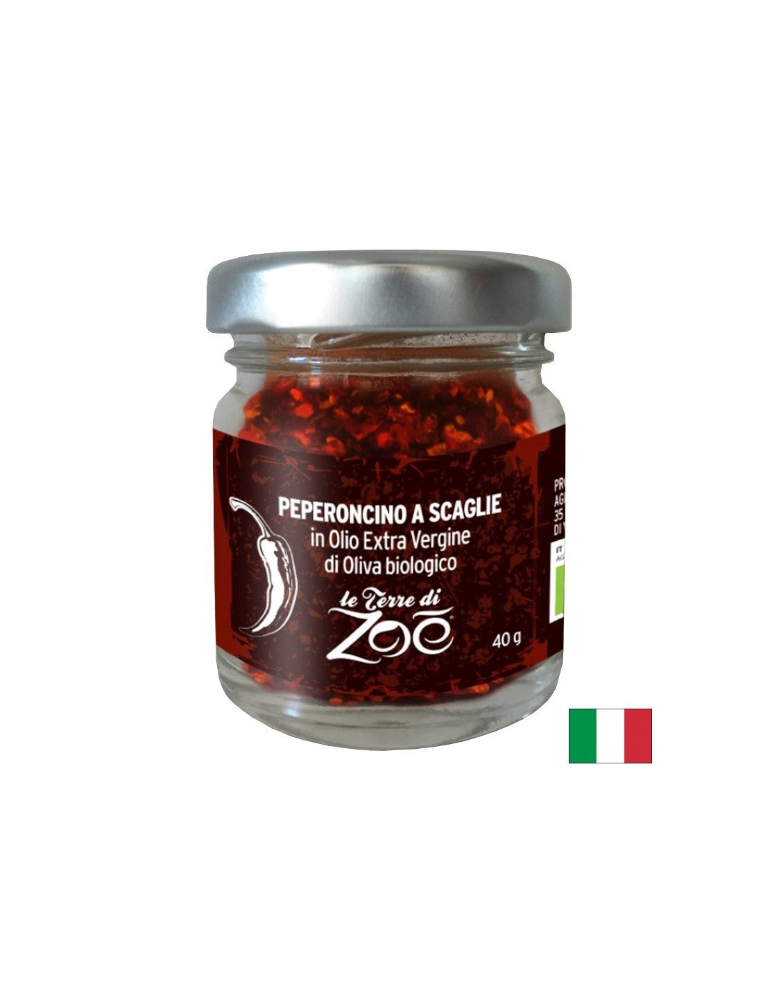 Flocons de piment au piment dans l'huile d'olive (extra vierge), biologique, 40 g