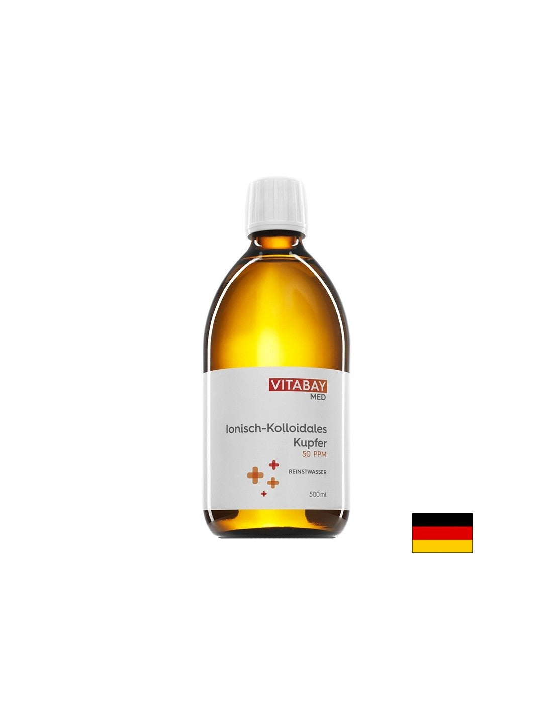 MED Kolloidales Kupfer 50 PPM - Cuivre colloïdal 50 PPM, hautement concentré (pureté 99,99 %), 500 ml <tc>Vitabay</tc>