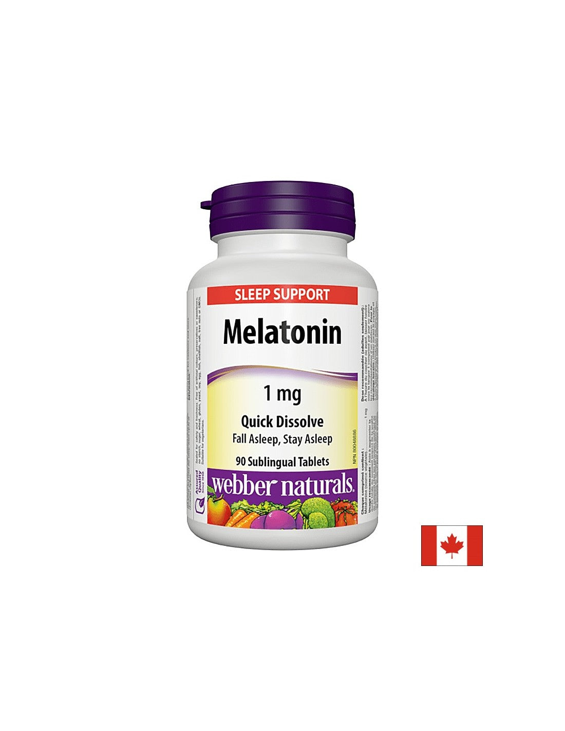 Pour l'insomnie - Mélatonine 1 mg, 90 comprimés sublinguaux <tc>Webber Naturals</tc>