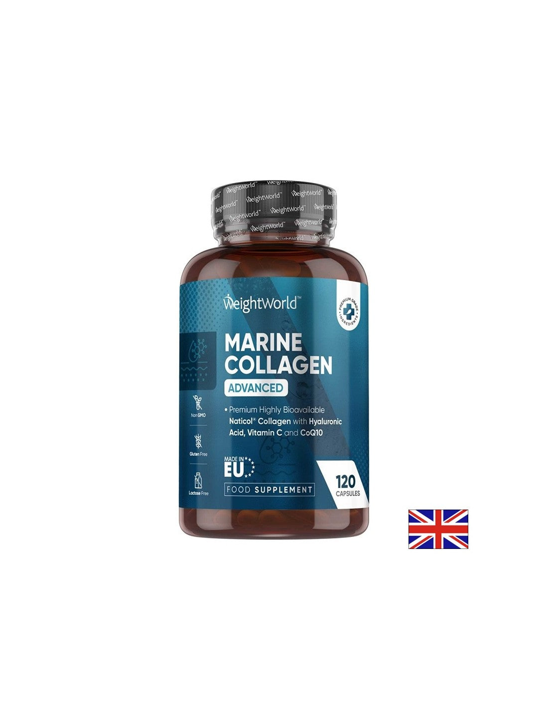 Jeune peau - articulations saines - collagène marin hydrolysé, vitamine C, acide hyaluronique, zinc et coenzyme Q10, 120 capsules