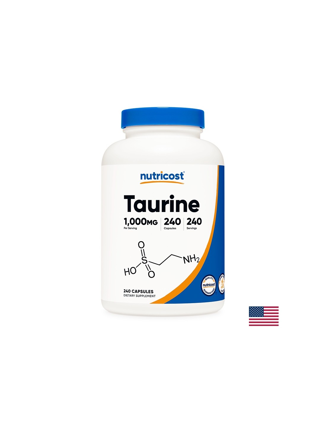 Fonction musculaire et endurance - Taurine, 1000 mg, 240 gélules <tc>Nutricost</tc>